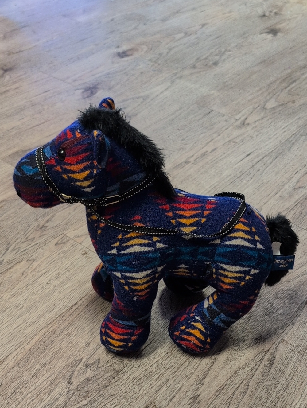 Pendleton Navy Geometric Plush Horse in Multicolor Tribal Print